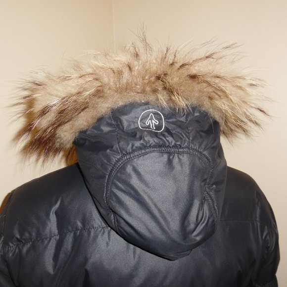 Nordkapp Detachable Racoon Real Fur Trim Short Down Black Puffer Jacket Coat S - Picture 5 of 9